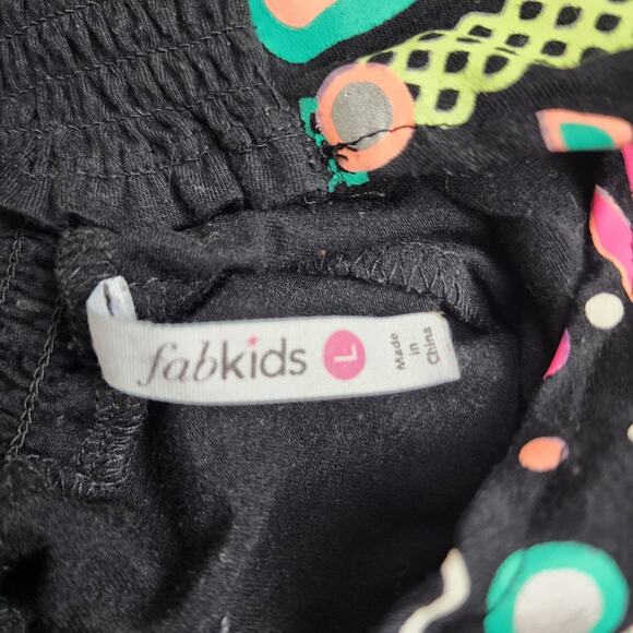 Fab Kids Black Colorful V-Strap Elastic Top Romper Children's Girls Size LG - Picture 8 of 8